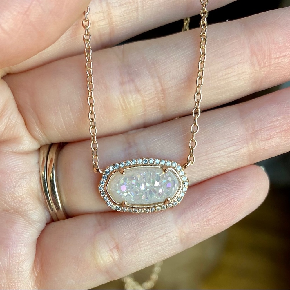 Kendra Scott Elisa Lux Iridescent Drusy Rose Gold